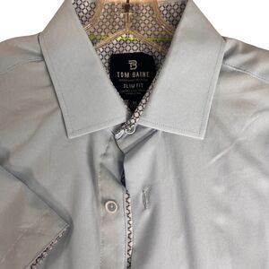 TOM BAINE Blue Performance Comfort Stretch‎ Wrinkle-Free Slim fit S/S Shirt XL